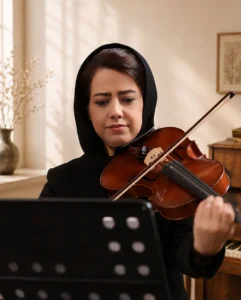 استاد منیژه ساده استاد ویولن و ویولا در آموزشگاه موسیقی سرودمهر میدان انقلاب